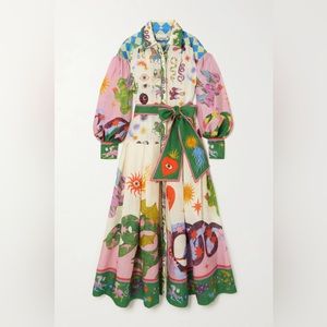 ALÉMAIS Lou Benesch Seeker belted printed ramie shirt dress